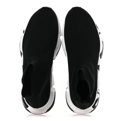 Balenciaga Neoprene Knit Womens Speed Graffiti Sneakers 40 Black White 2 of 12