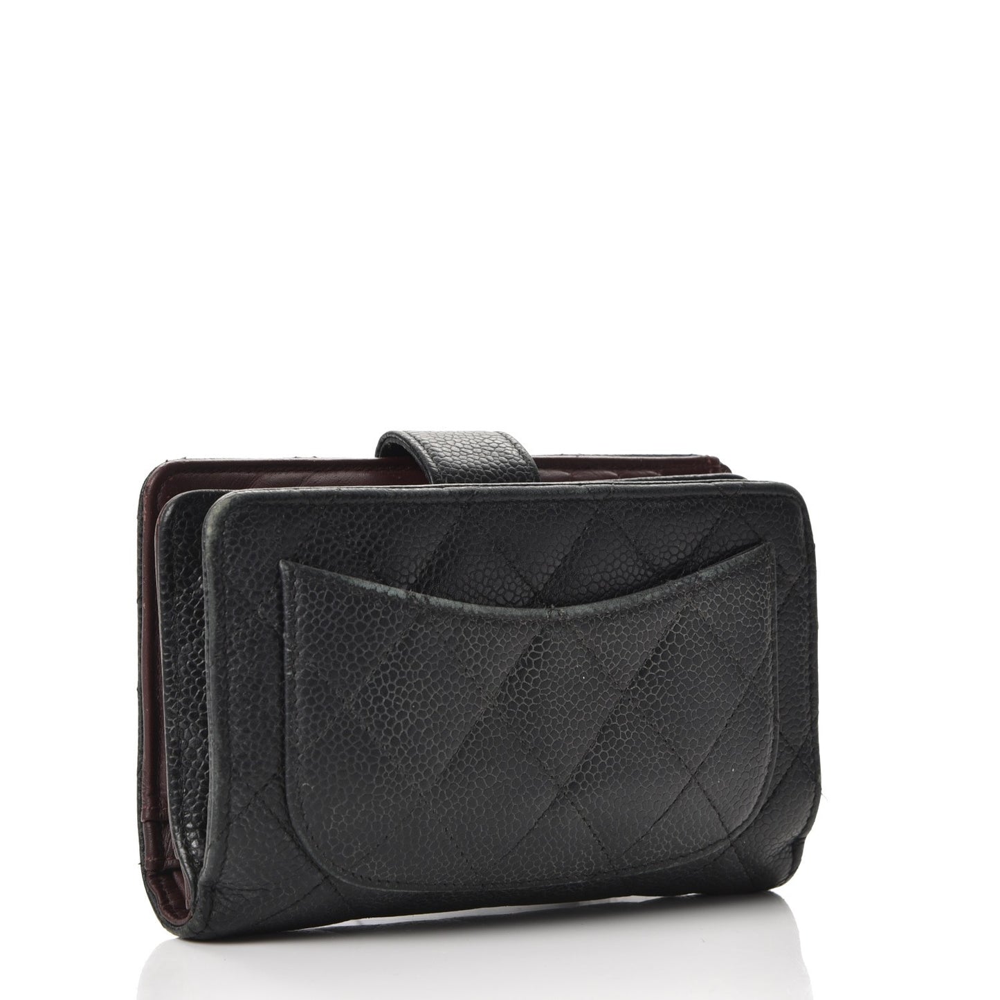 Caviar Quilted Zipped Pocket Wallet Black