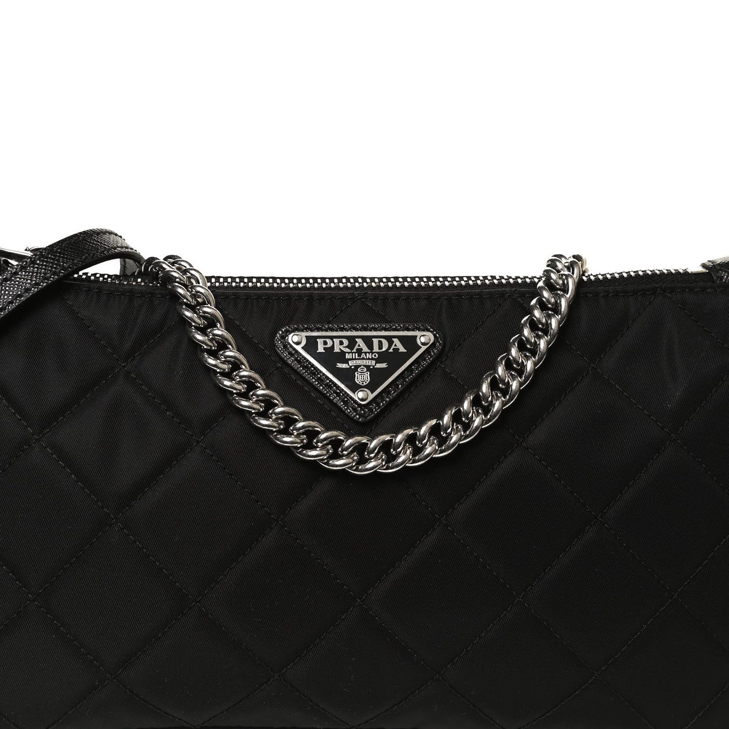 Nylon Tessuto Impuntu Quilted Crossbody Bag Black