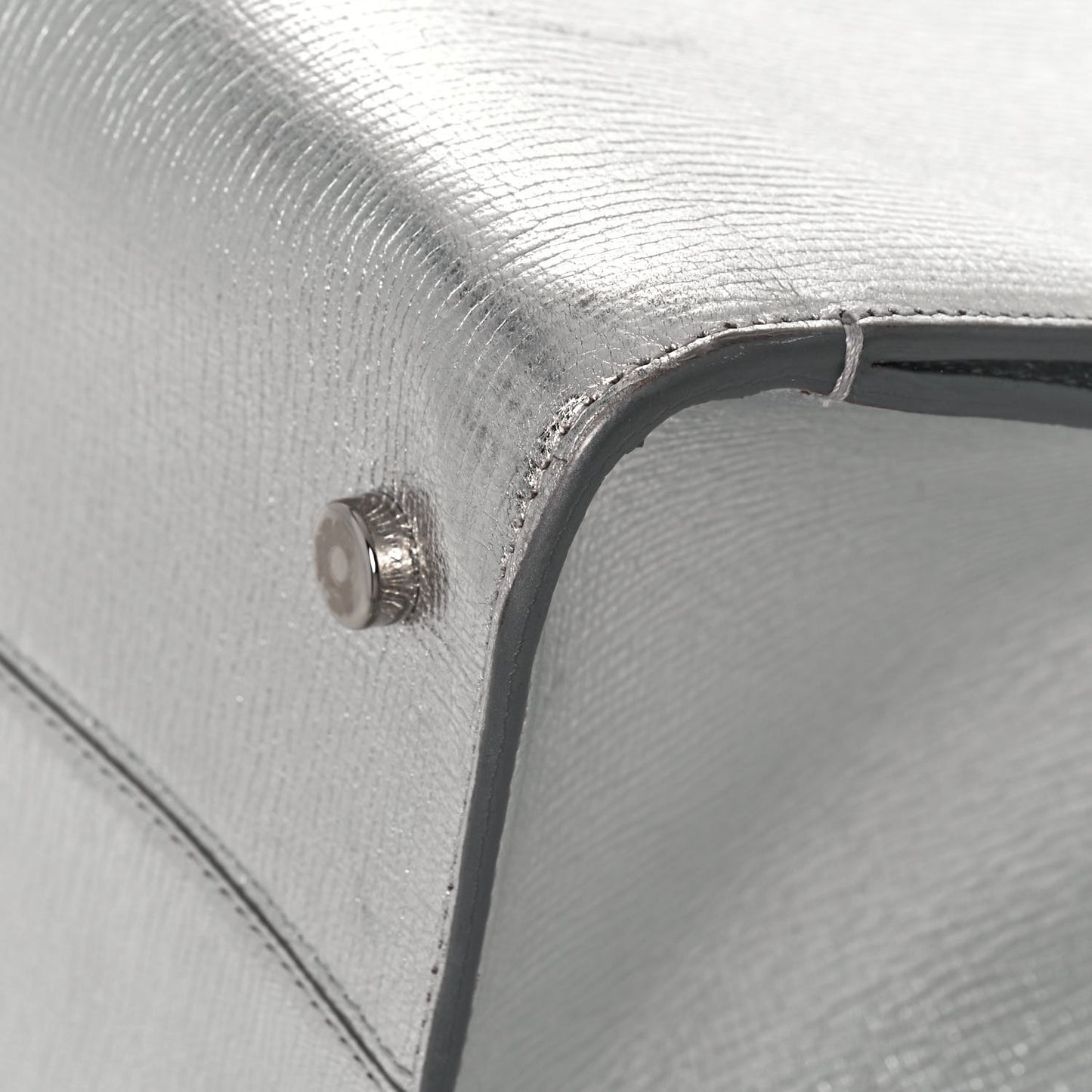 Metallic Goatskin Medium Diorever Flap Silver