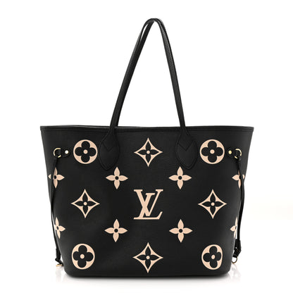 Louis Vuitton Empreinte Monogram Giant Neverfull MM Black Beige 1 of 11