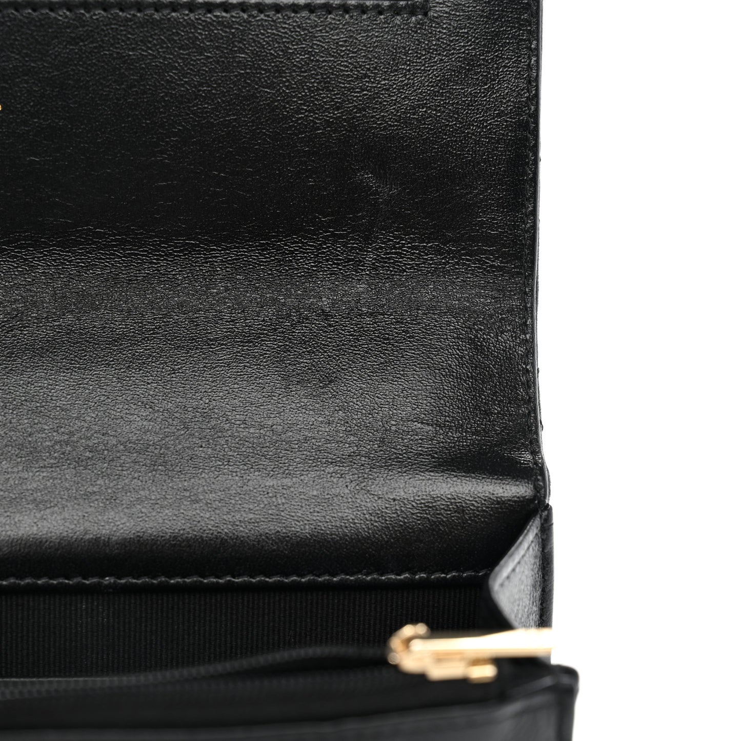 Lambskin Quilted Sweetheart Wallet On Chain WOC Black