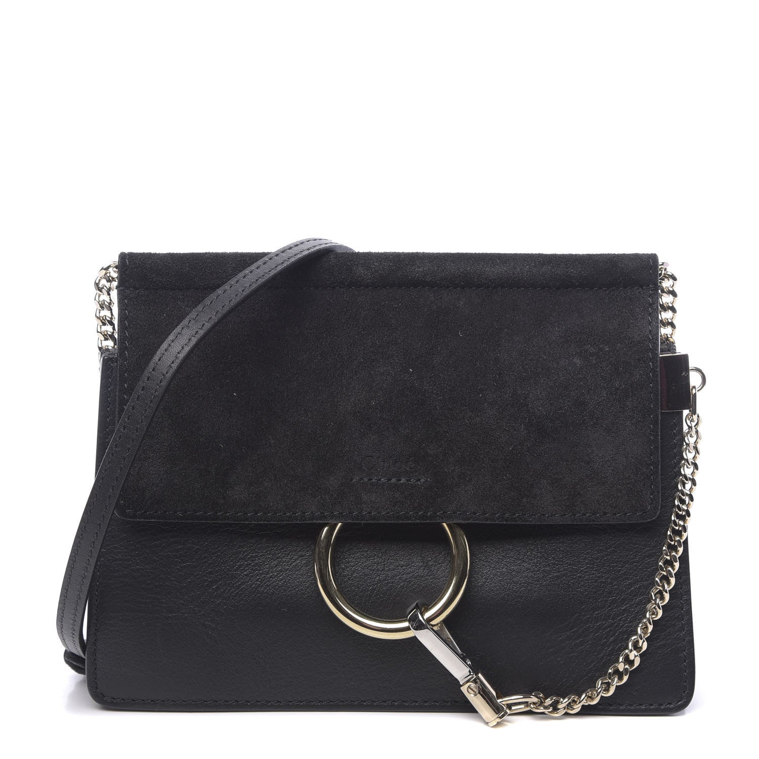 Chloe Calfskin Suede Mini Chain Faye Shoulder Bag Black 1 of 9