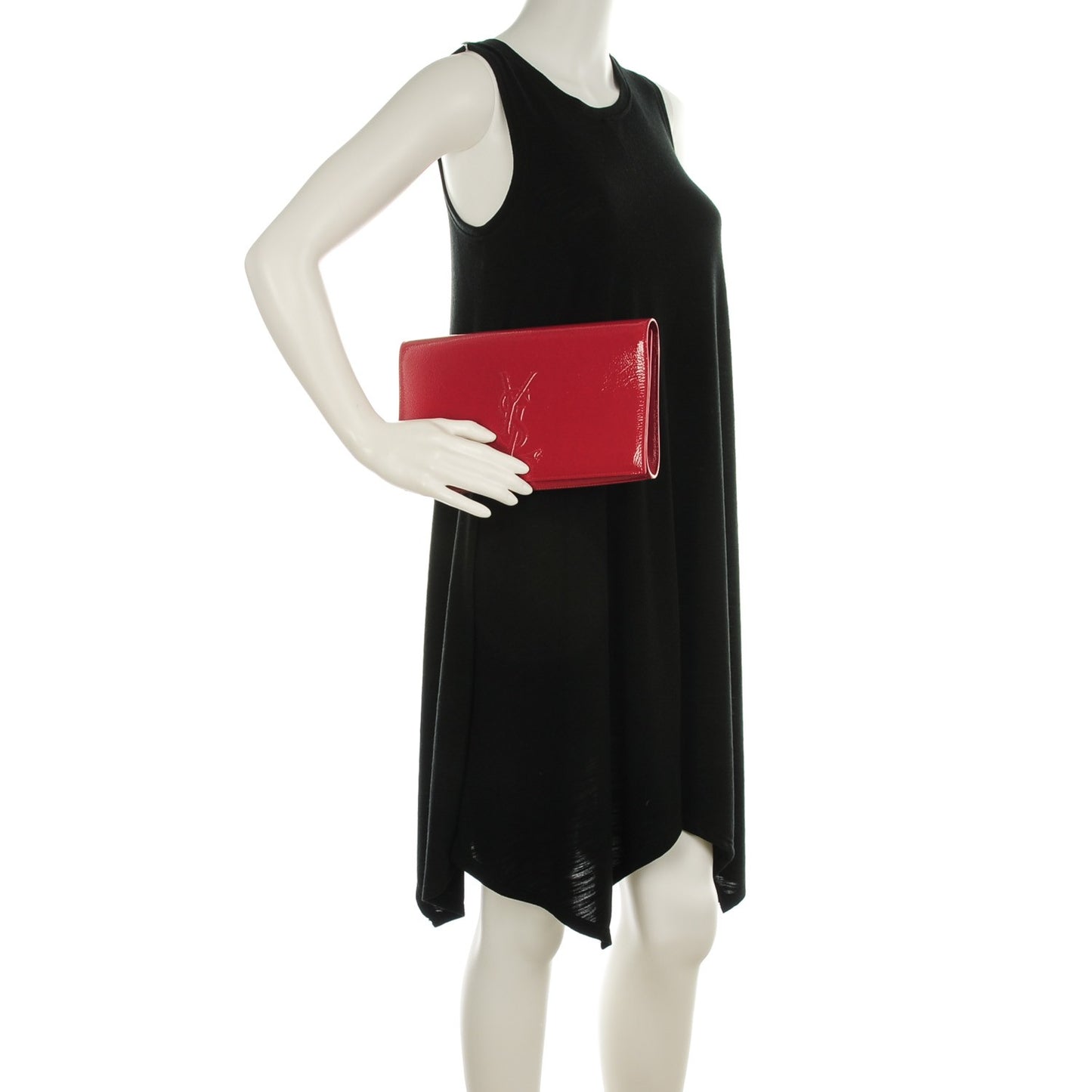 Textured Patent Monogram Large Belle De Jour Clutch Red