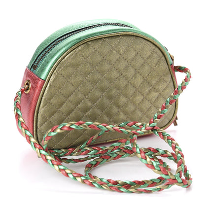 Gucci Laminated Nappa Trapuntata Mini Zumi Dome Shoulder Bag Rosso Jasmine Green Rame 3 of 10