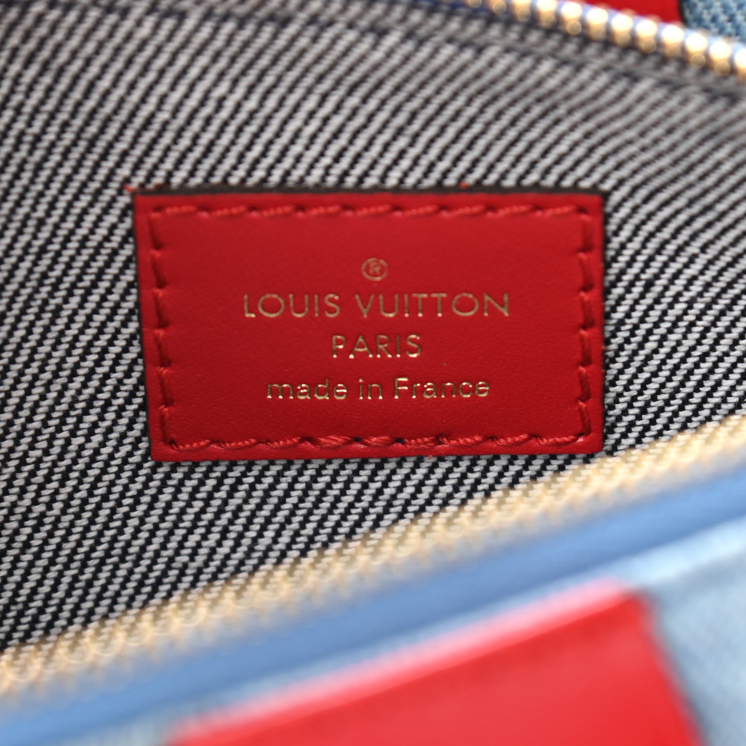 Louis Vuitton Denim Damier Monogram Patchwork Multi Pochette Accessories Blue Rouge 7 of 12