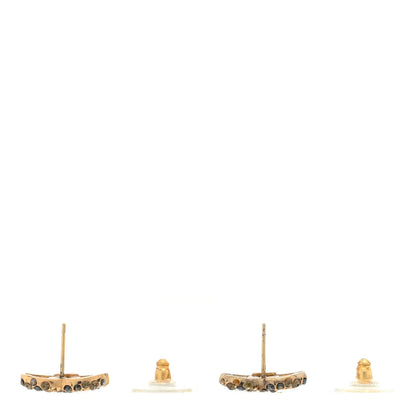 Chanel Crystal CC Earrings Black Gold 3 of 5