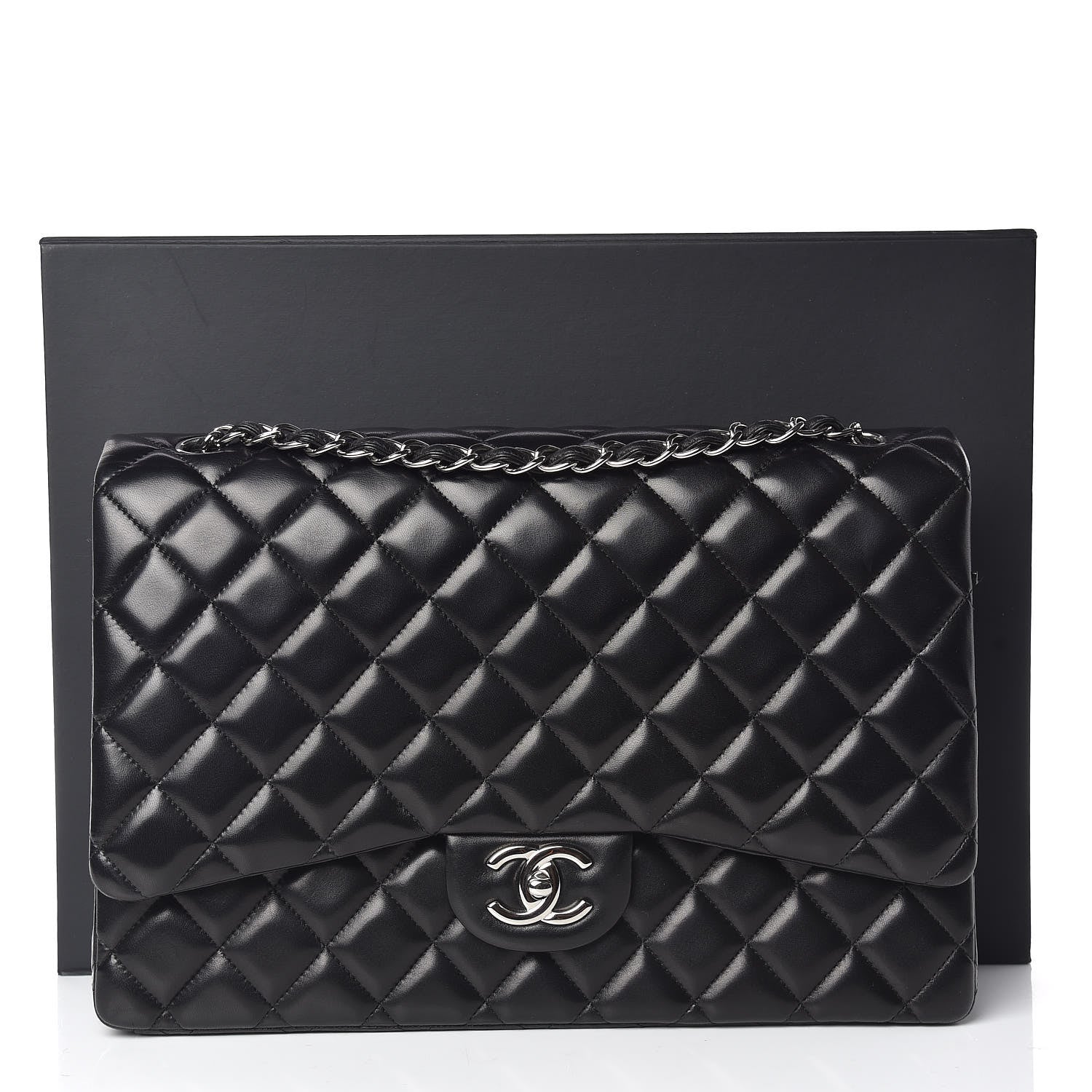 Chanel Lambskin Quilted Maxi Double Flap Black 12 of 12