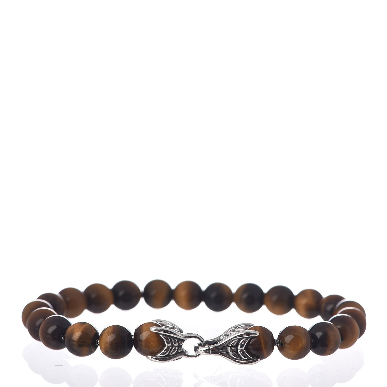 David Yurman Sterling Silver Tiger's Eye 8mm Spiritual Beads Bracelet 3 of 4