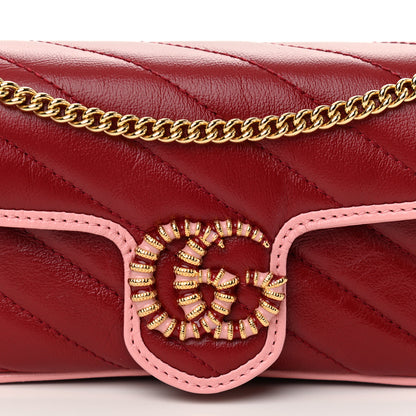 Gucci Azalea Calfskin Enamel Matelasse Diagonal Super Mini Torchon GG Marmont Shoulder Bag New Cherry Red Wild Rose 9 of 10