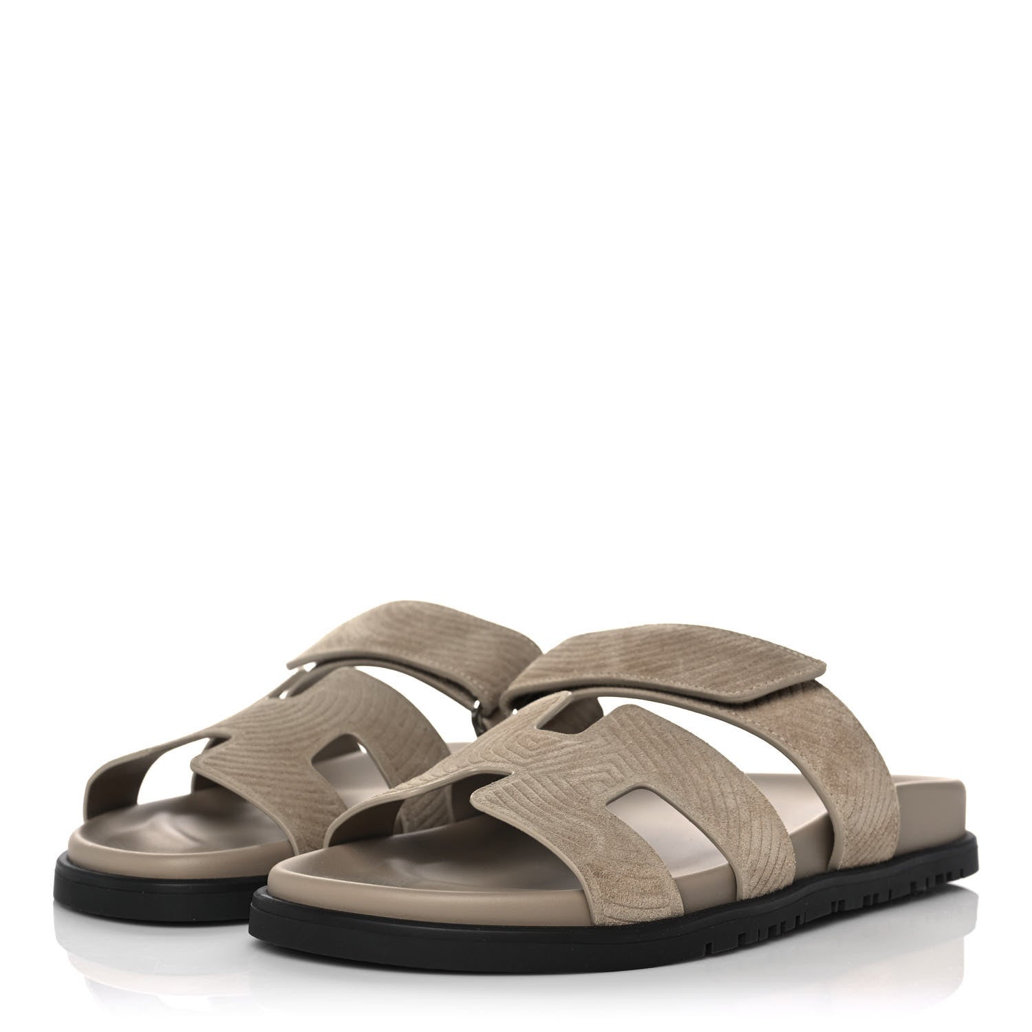 Hermes Suede Goatskin Chaine d'Ancre Womens Chypre Sandals 37 Beige Sable 3 of 9