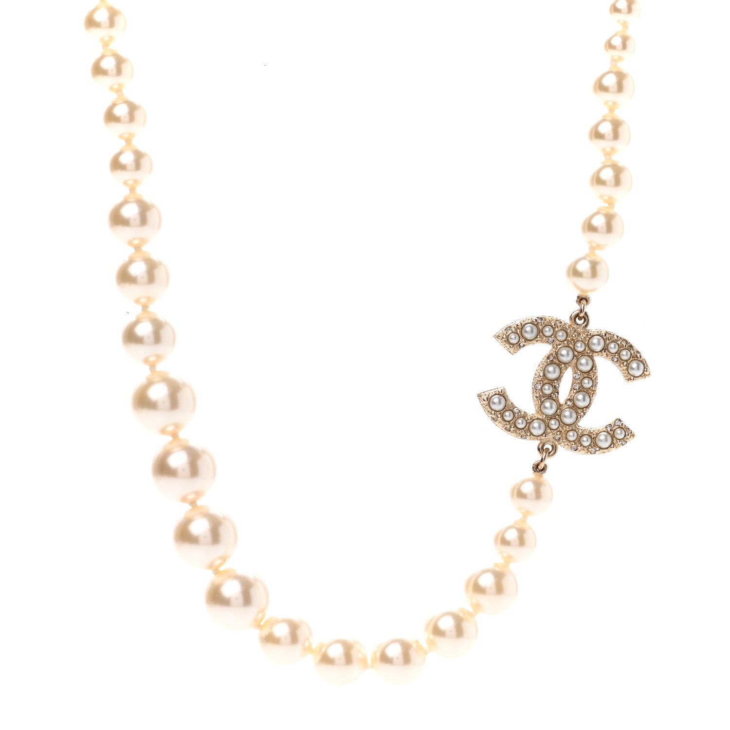 Chanel Pearl CC 100th Anniversary Necklace Light Gold 1 of 7