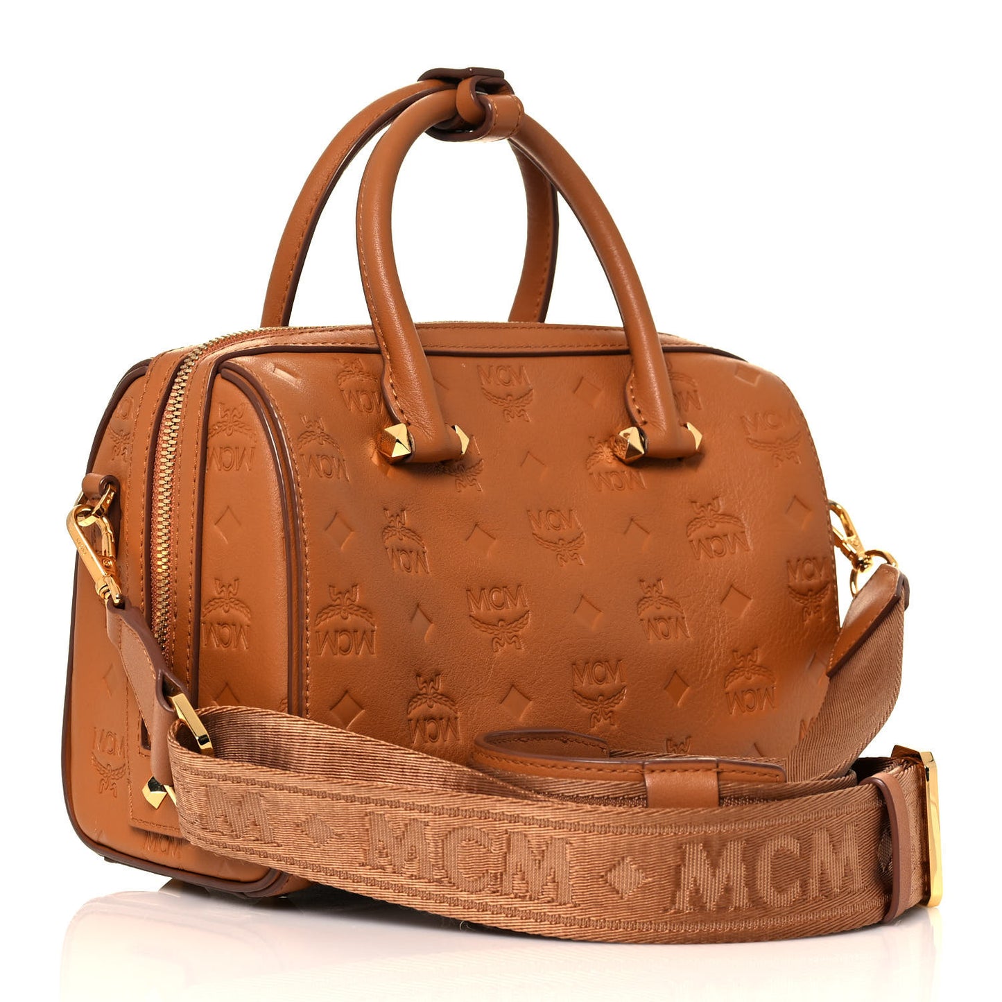 Calfskin Ottomar Monogram Essential Boston Bag Cognac