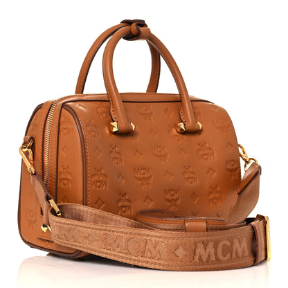 MCM Calfskin Ottomar Monogram Essential Boston Bag Cognac 3 of 14