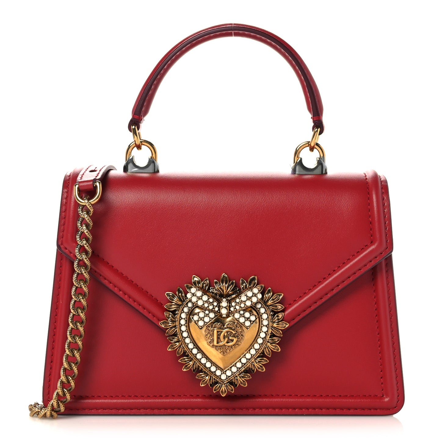Smooth Calfskin Small Devotion Envelope Top Handle Bag Red