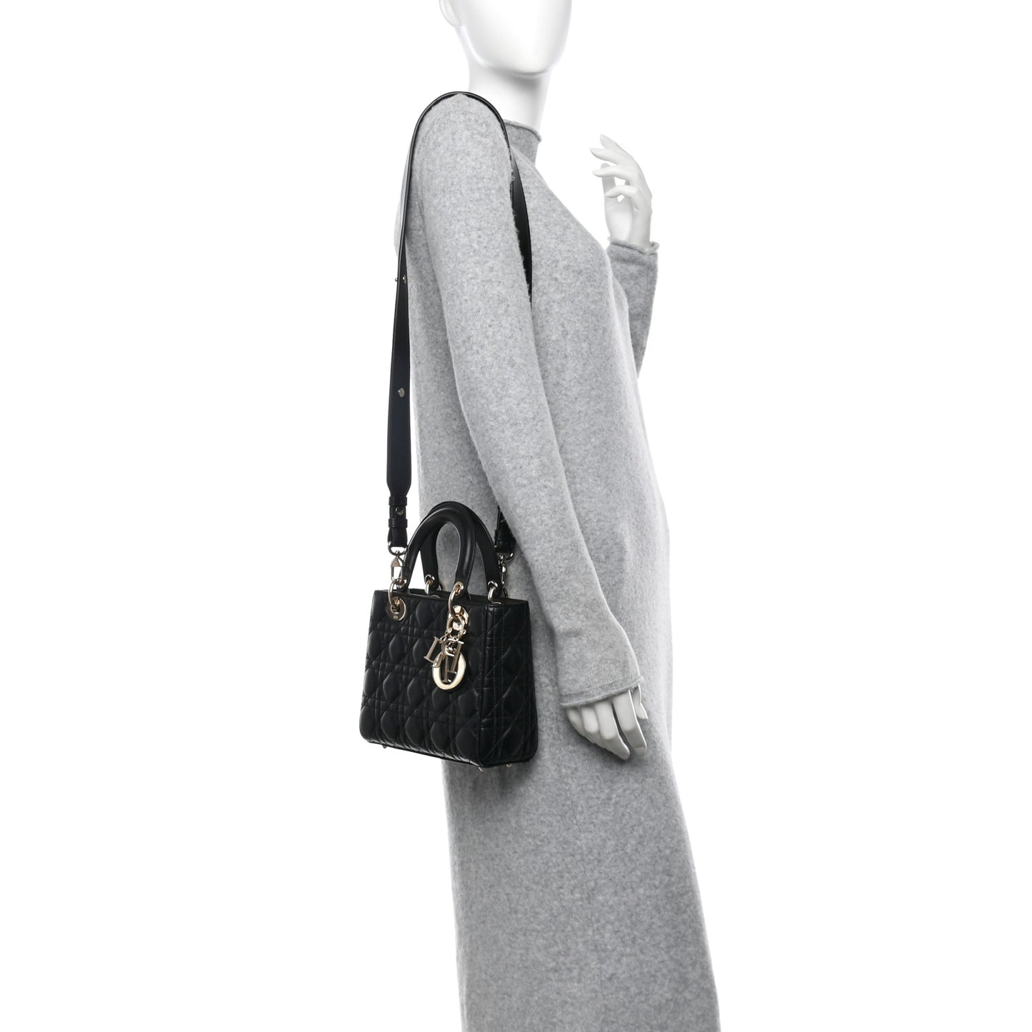 Lambskin Cannage Small Lucky Badges My Lady Dior Black