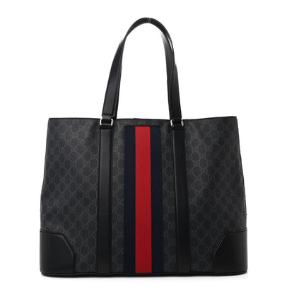 Gucci GG Supreme Monogram Web Tote Black Grey 1 of 9