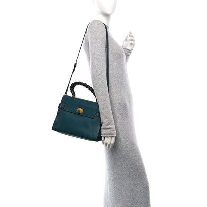 Miu Miu Goatskin Madras Click Top Handle Petrolio Black 2 of 9