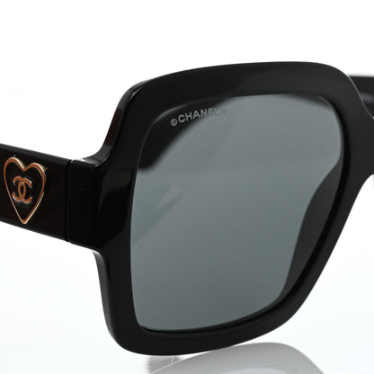 Chanel Acetate Square Heart Sunglasses 5479 Black 7 of 8
