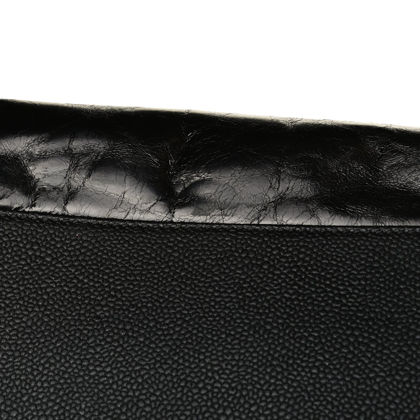 Glazed Calfskin Small Deauville Tote Black