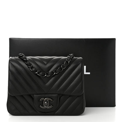 Chanel Lambskin Chevron Quilted Mini Square Flap So Black 11 of 11