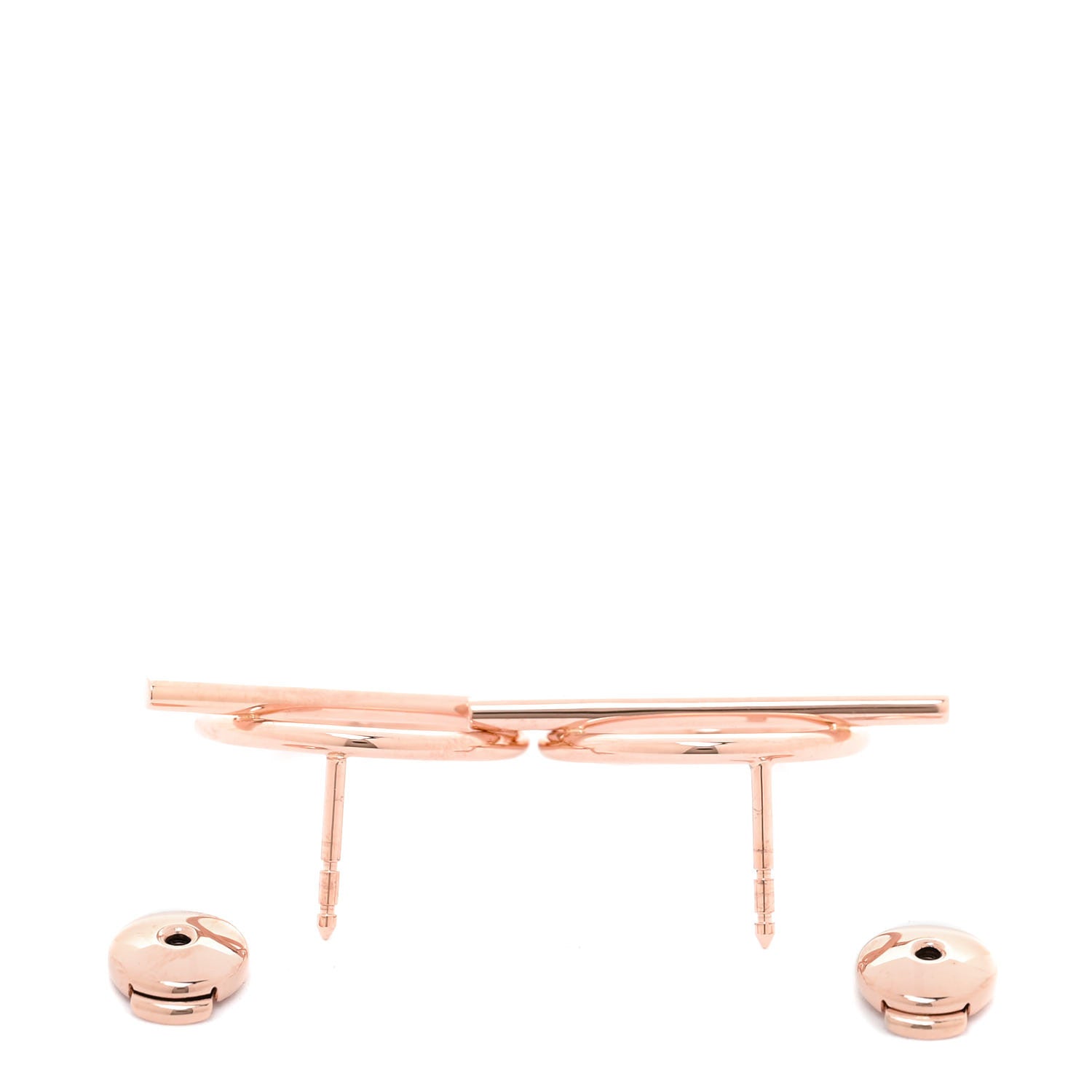 Hermes 18K Rose Gold MM Echappee Earrings 3 of 6