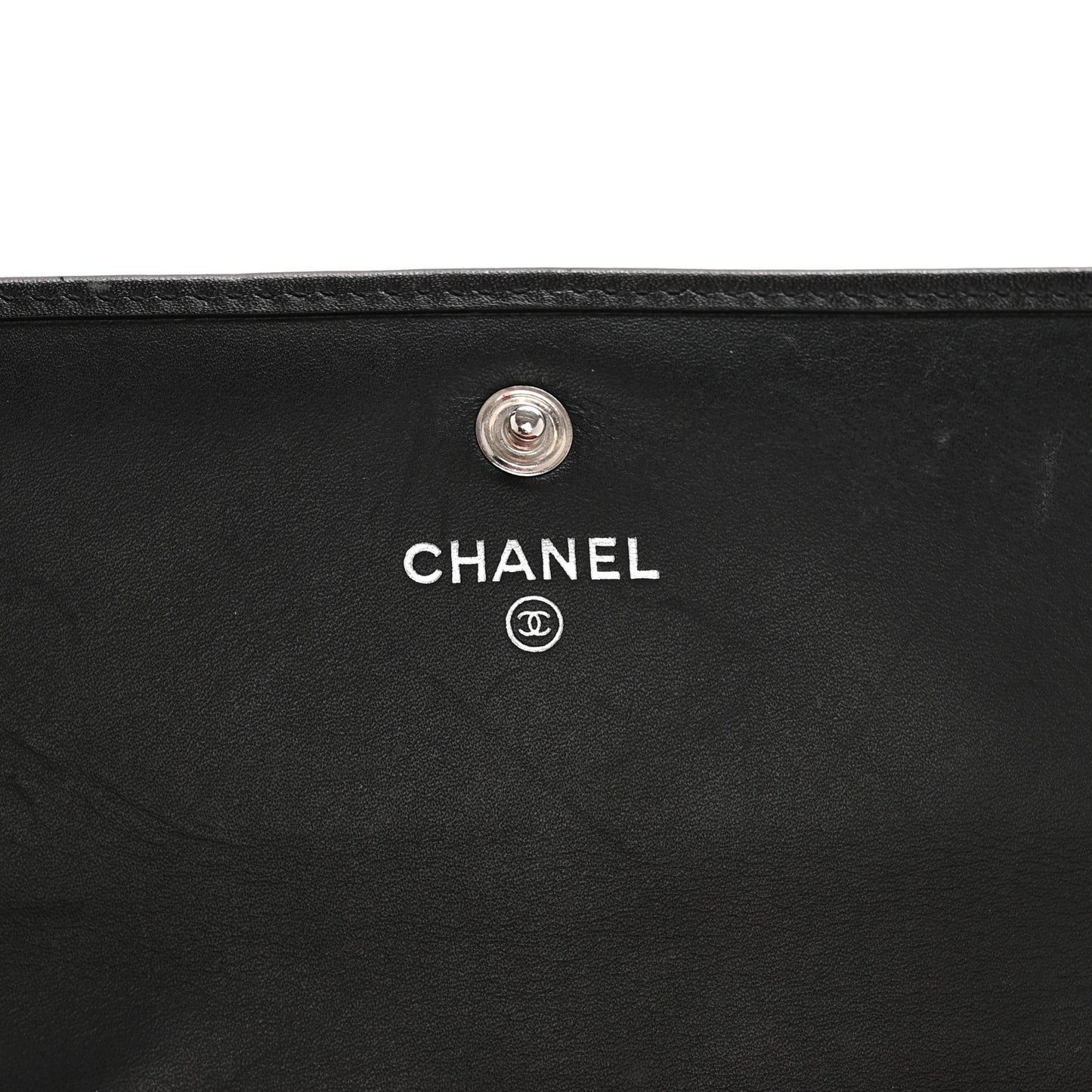Calfskin Quilted Cambon Long Double Wallet Black