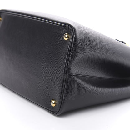 Prada Saffiano Cuir Medium Double Bag Black Fuoco 8 of 10