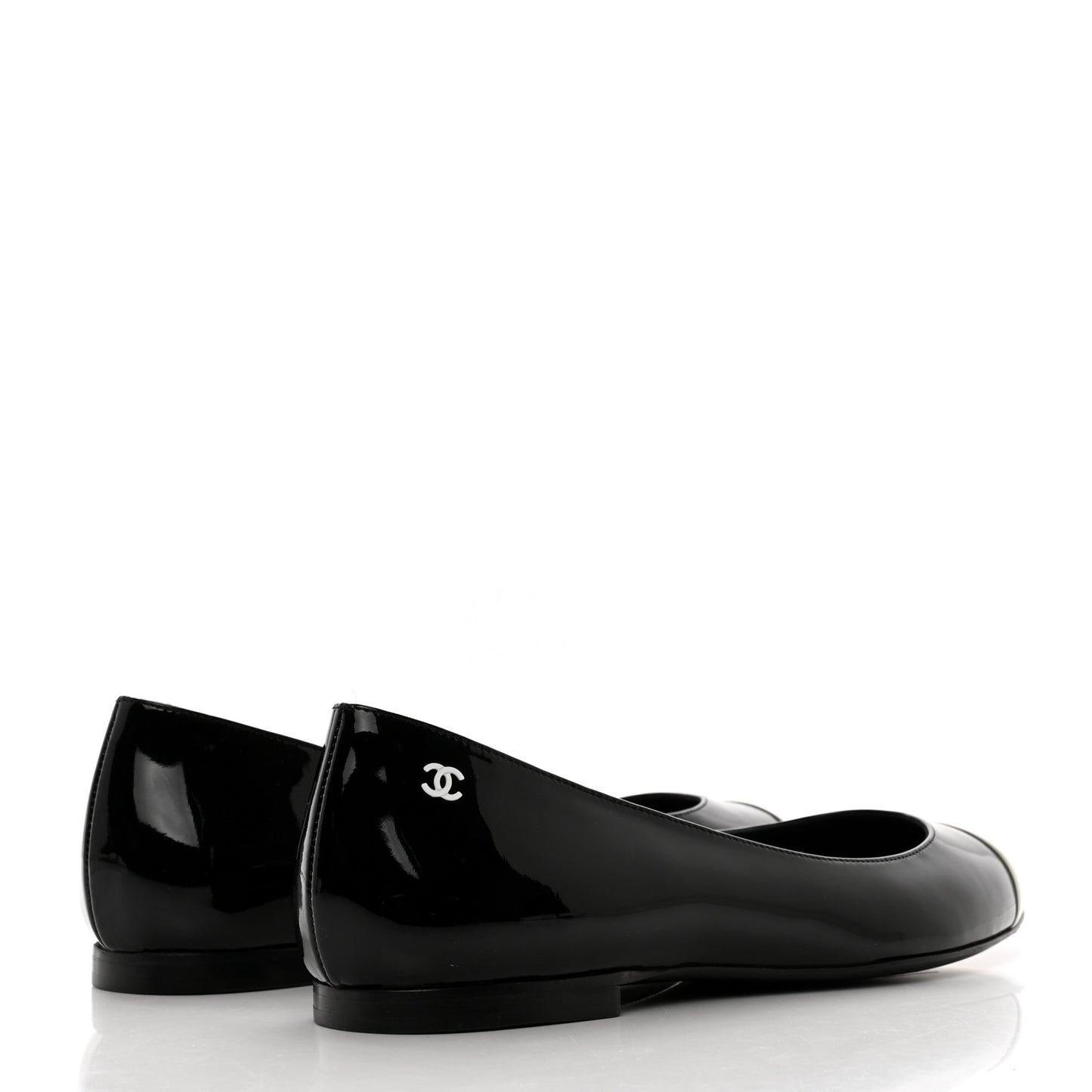 Patent Cap Toe Ballerina Flats 40 Black White