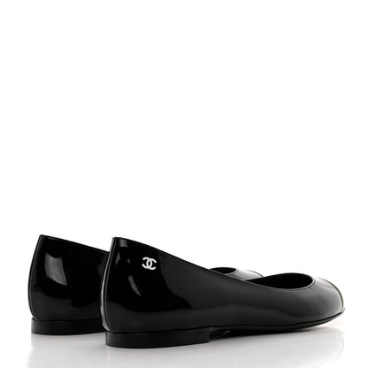 Chanel Patent Cap Toe Ballerina Flats 40 Black White 4 of 9