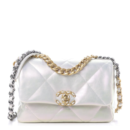Chanel Iridescent Calfskin Quilted Medium 19 Flap White 1 of 11