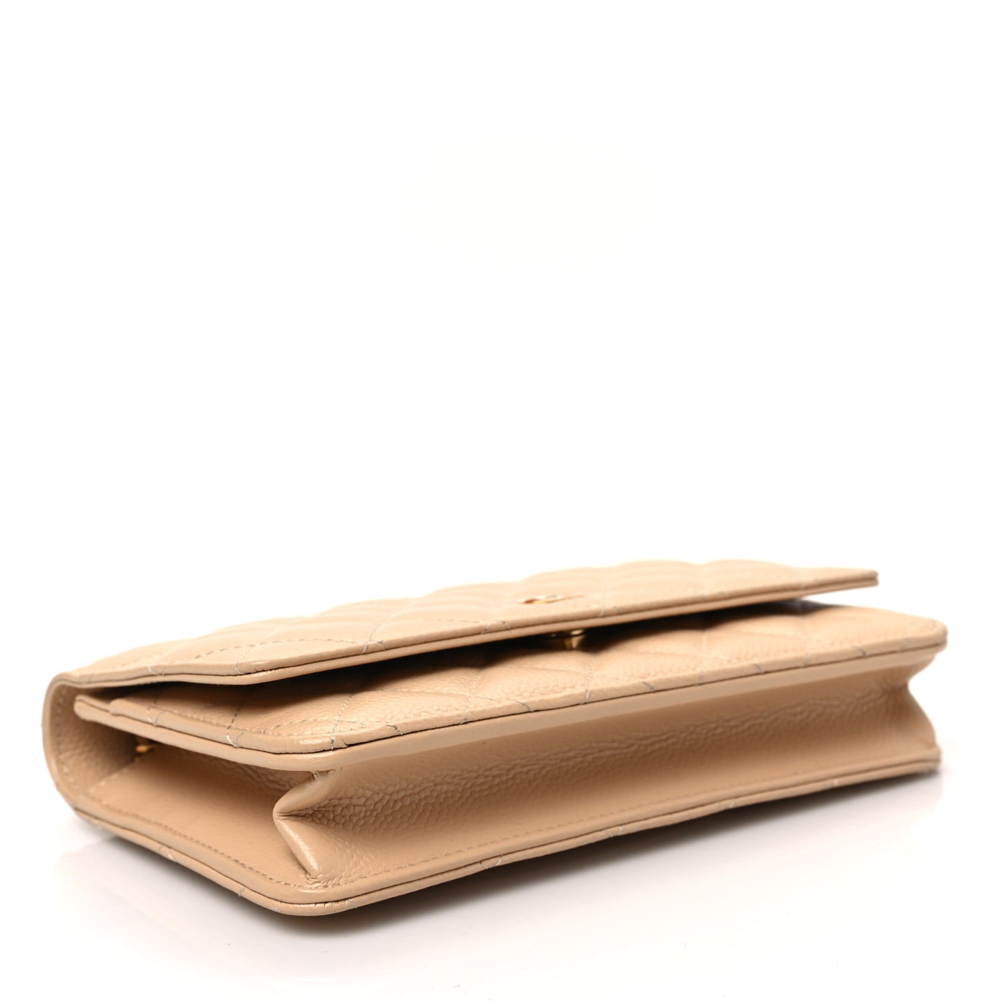 Caviar Quilted Wallet On Chain WOC Beige
