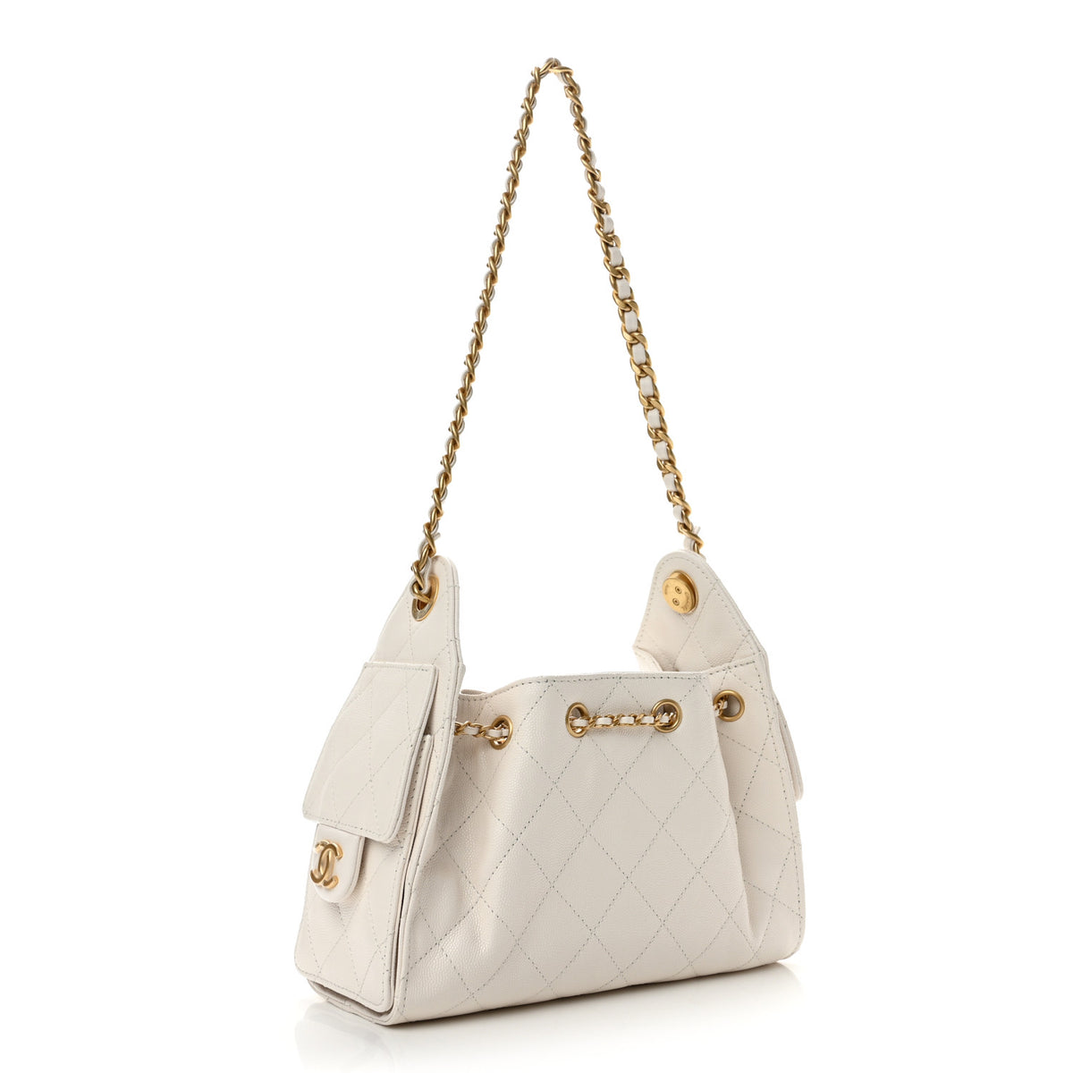 Caviar Quilted Mini Chanel 25 Handbag White