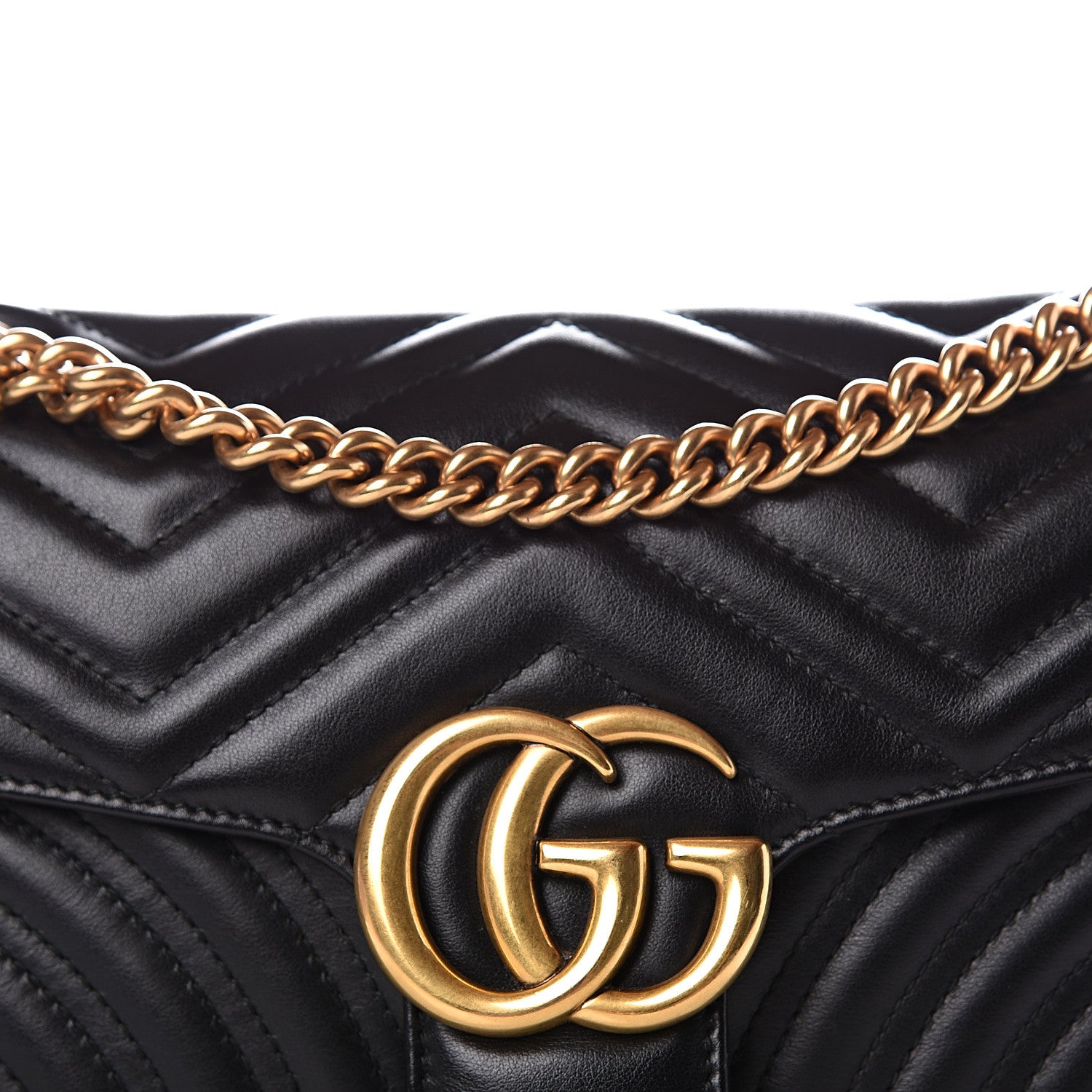 Gucci Calfskin Matelasse Small GG Marmont Shoulder Bag Black 11 of 11