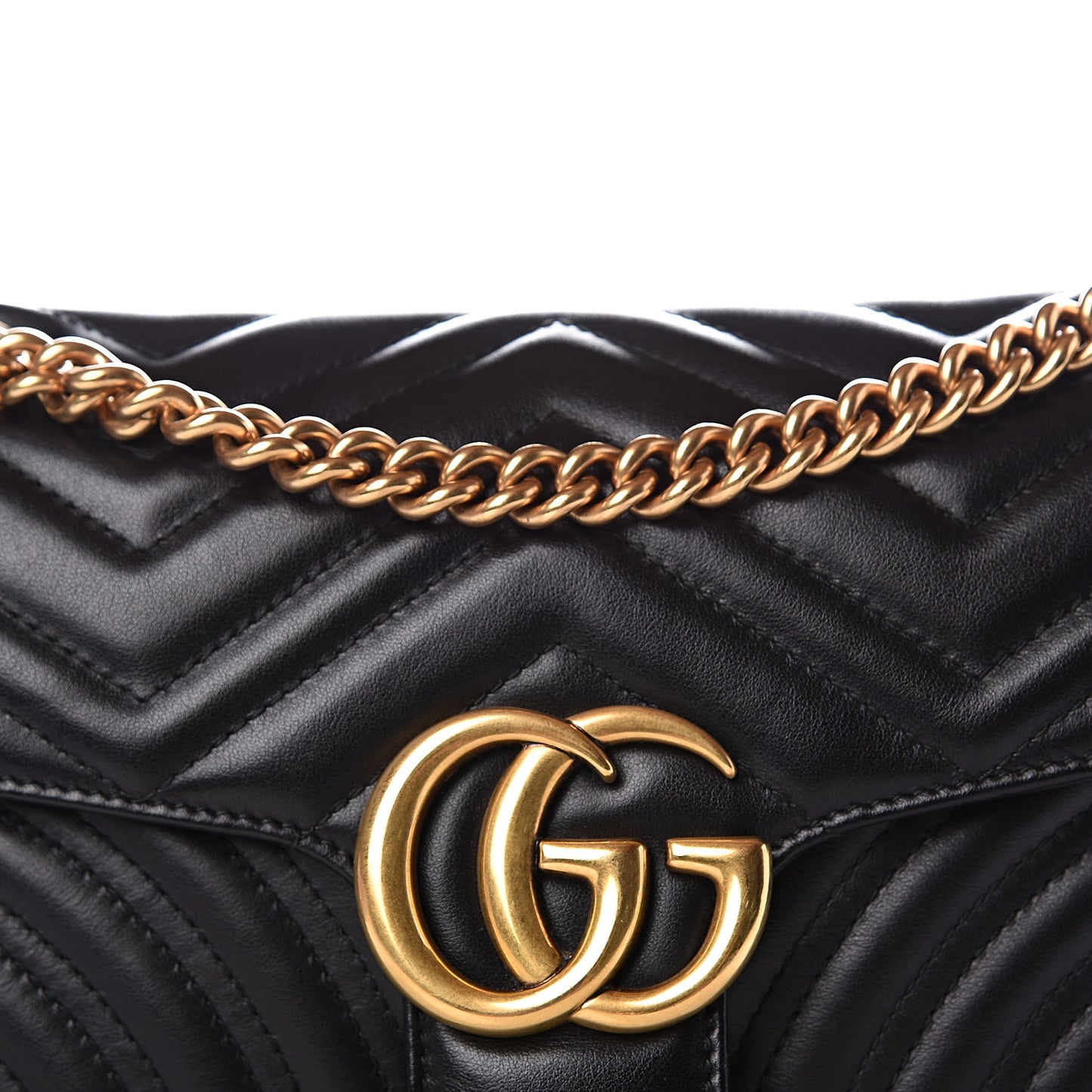 Calfskin Matelasse Small GG Marmont Shoulder Bag Black