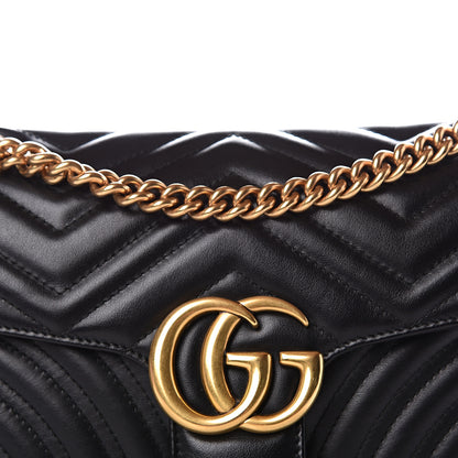 Gucci Calfskin Matelasse Small GG Marmont Shoulder Bag Black 11 of 11