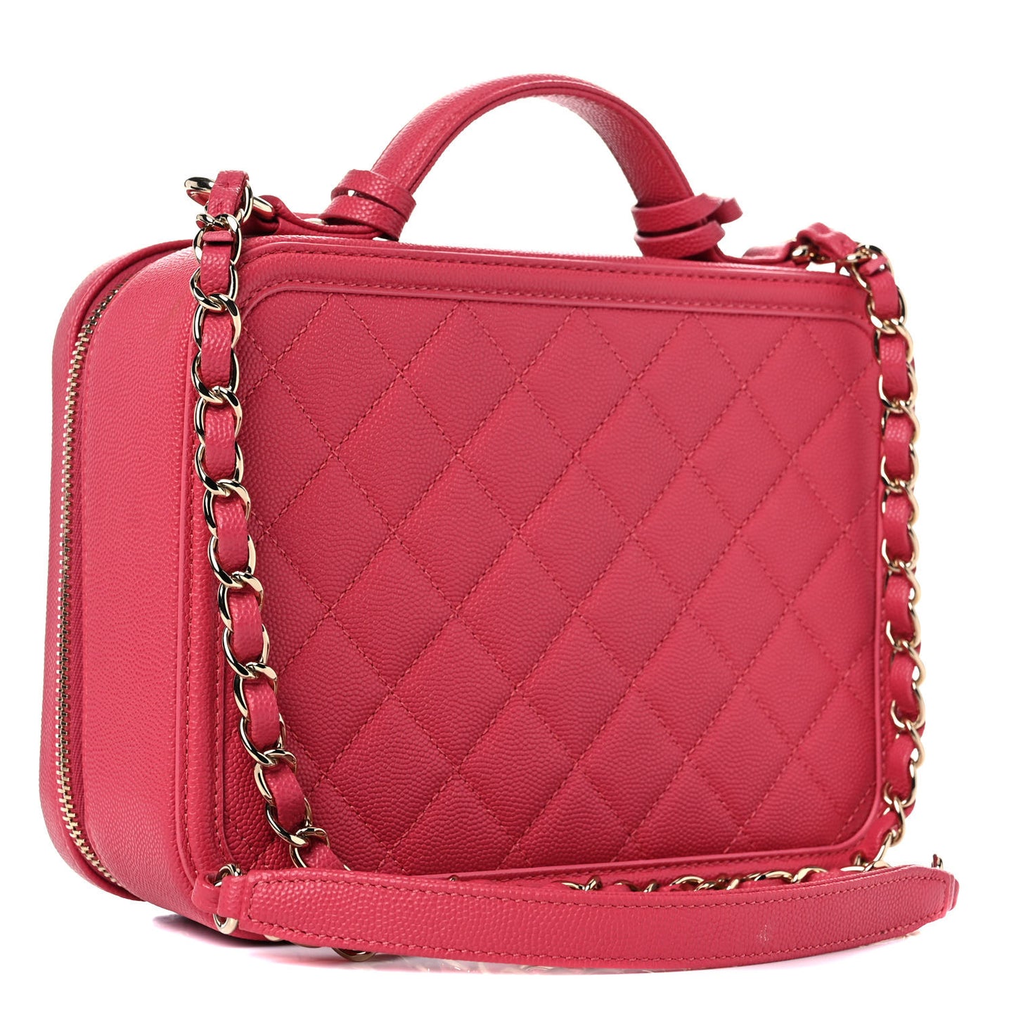 Caviar Quilted Medium CC Filigree Vanity Case Pink