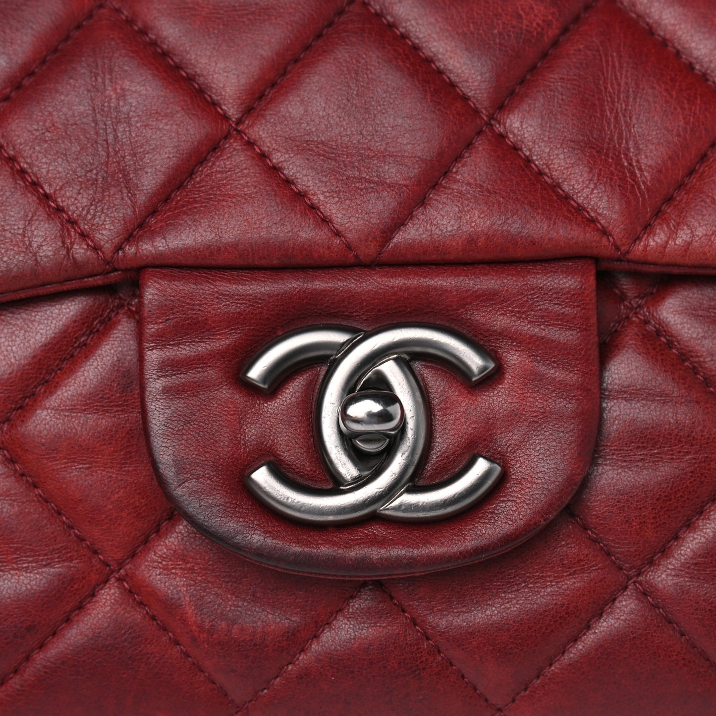 Lambskin Quilted Jumbo Single Flap Dark Red