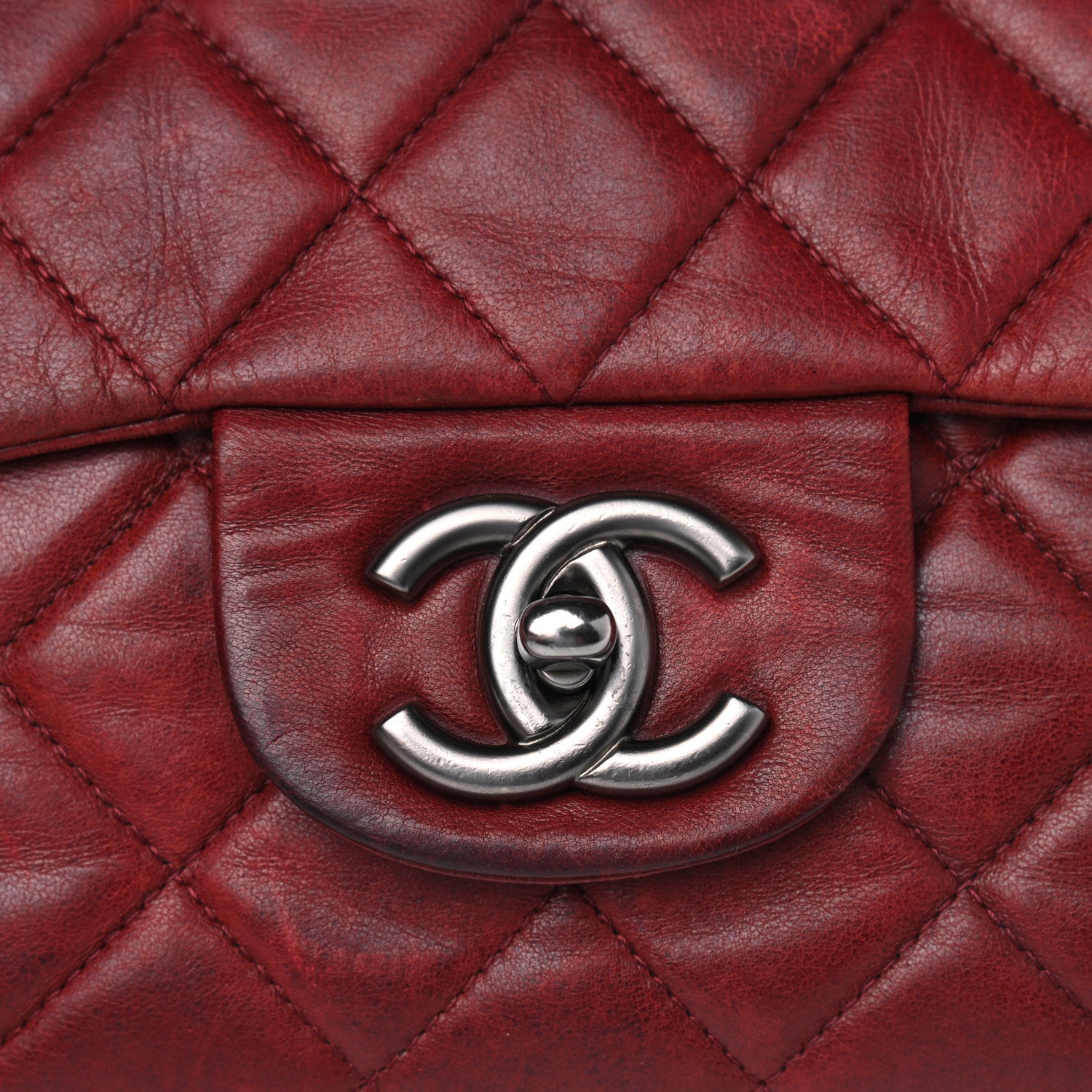 Chanel Lambskin Quilted Jumbo Single Flap Dark Red 16 of 17