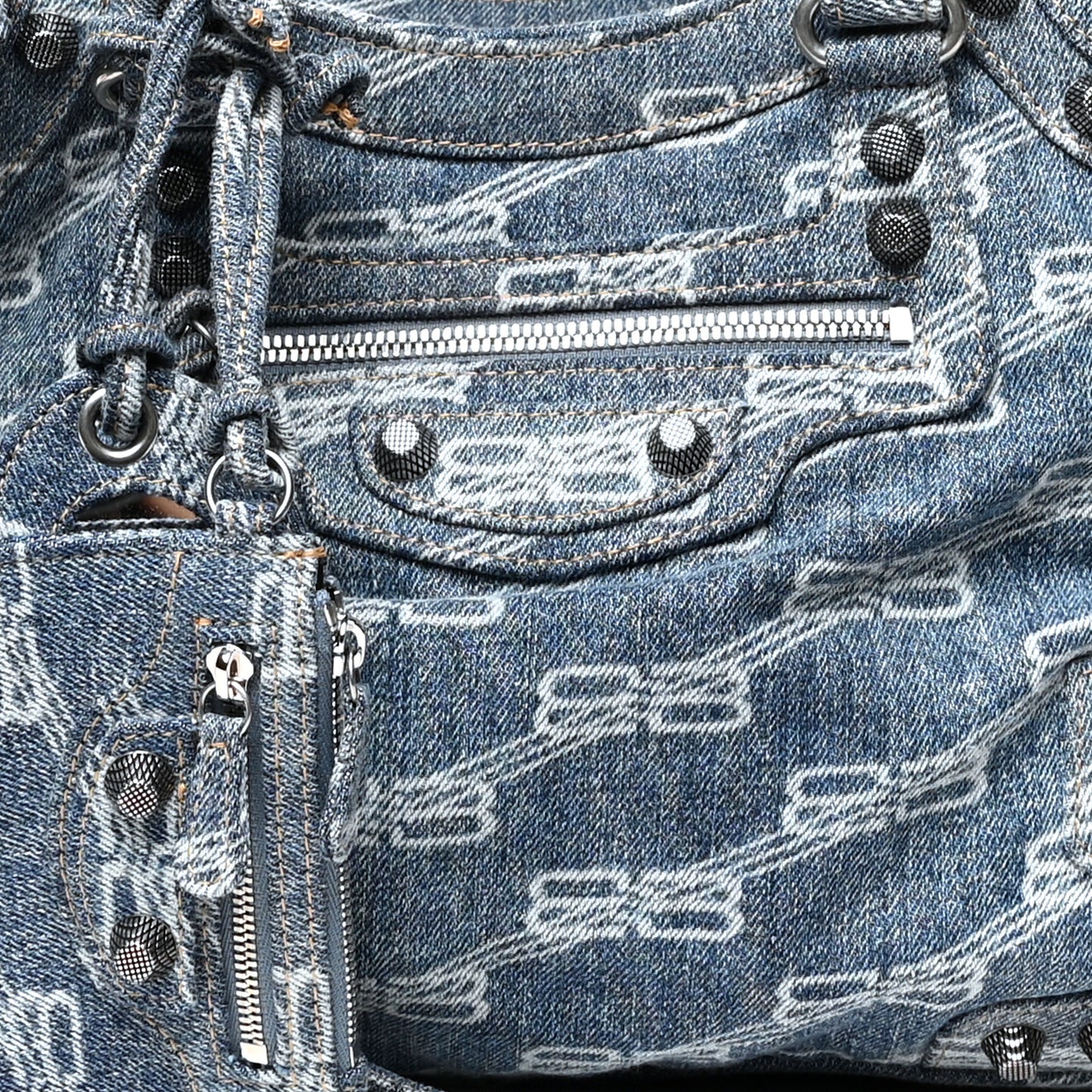 Denim BB Monogram Neo Cagole City Handbag Blue
