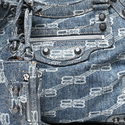 Balenciaga Denim BB Monogram Neo Cagole City Handbag Blue 8 of 10