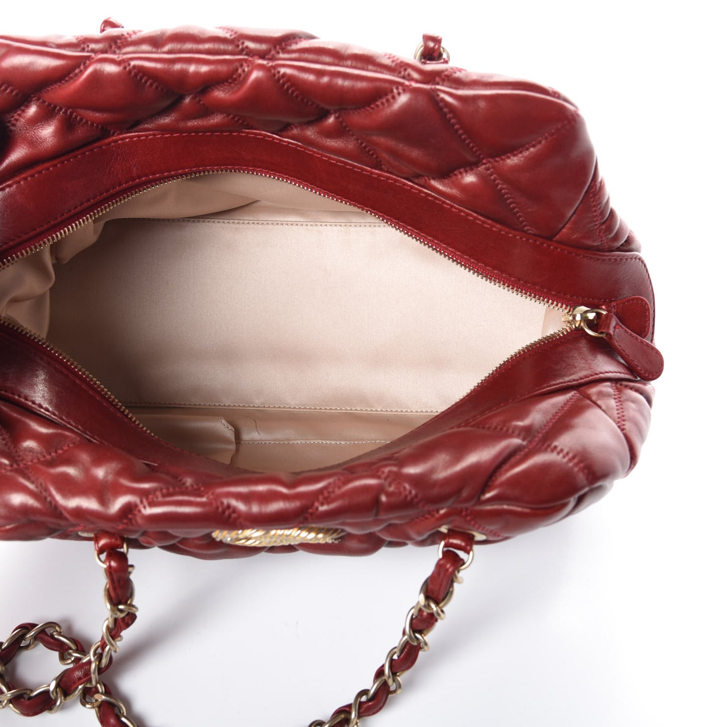 Lambskin Bubble Quilt Bowler Red