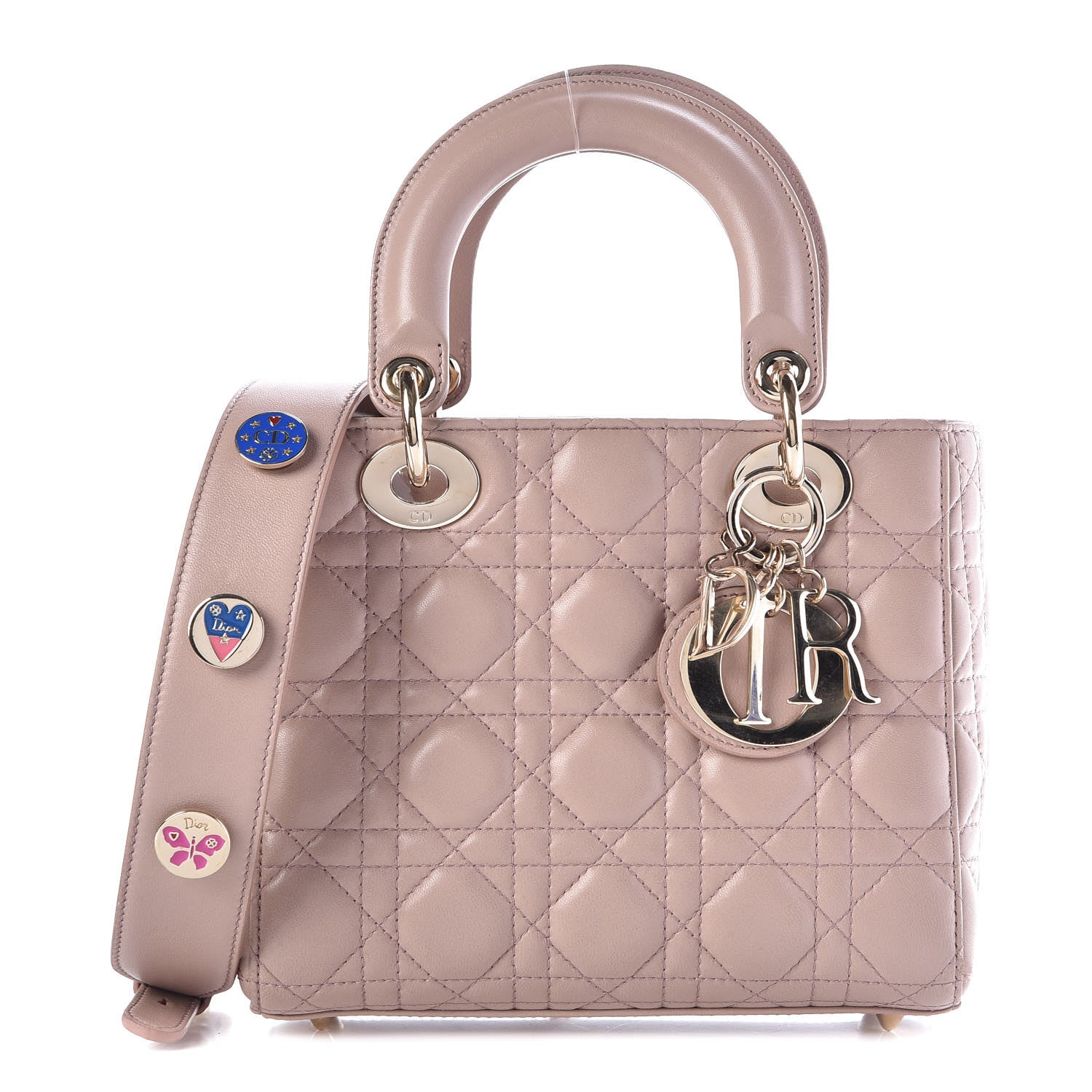 Christian Dior Lambskin Cannage Small Lucky Badges My Lady Dior Taupe 1 of 11