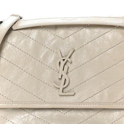 Saint Laurent Crinkled Calfskin Matelasse Monogram Medium Niki Chain Satchel Ivory 8 of 11