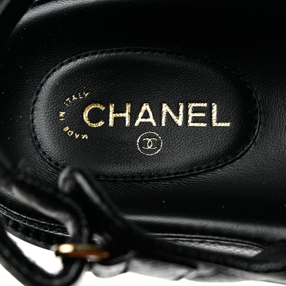 Chanel Grained Calfskin Velcro Dad Sandals 38 Black 6 of 9