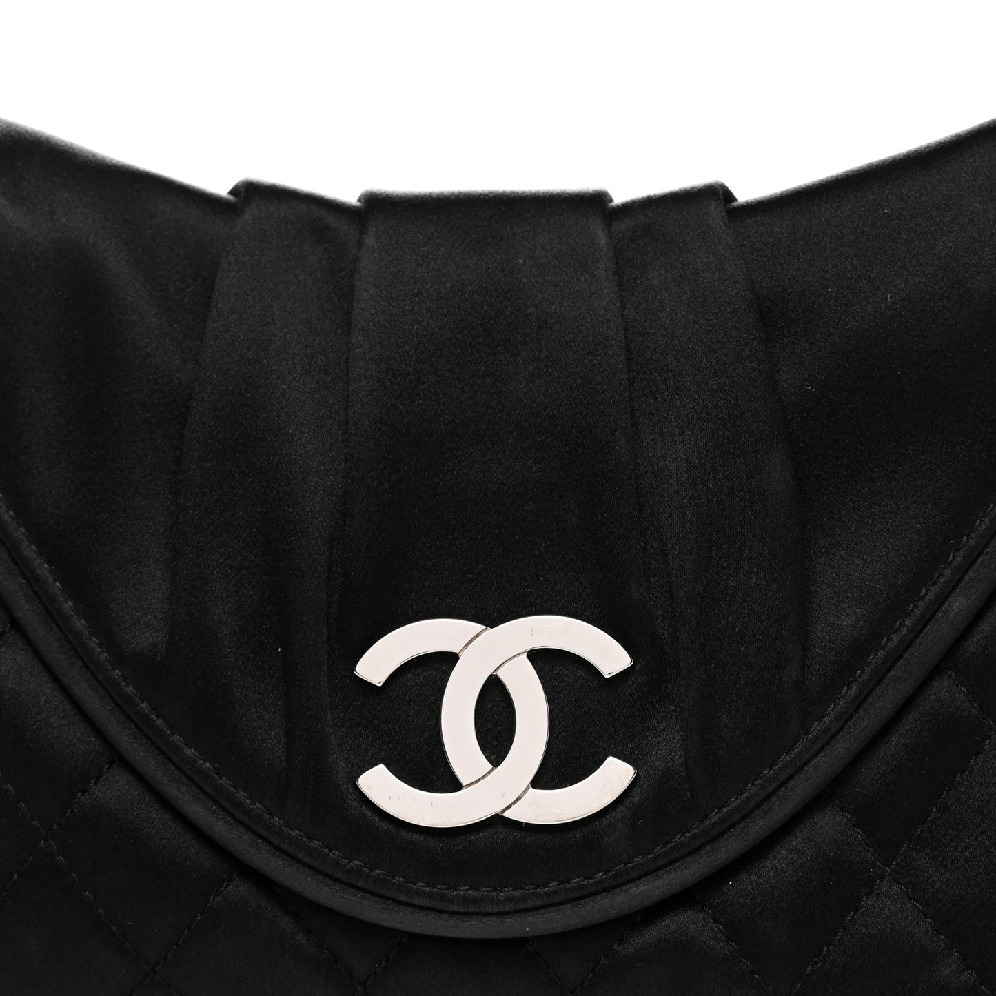 Satin Quilted Flap Clutch Black