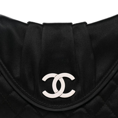 Chanel Satin Quilted Flap Clutch Black 8 of 8