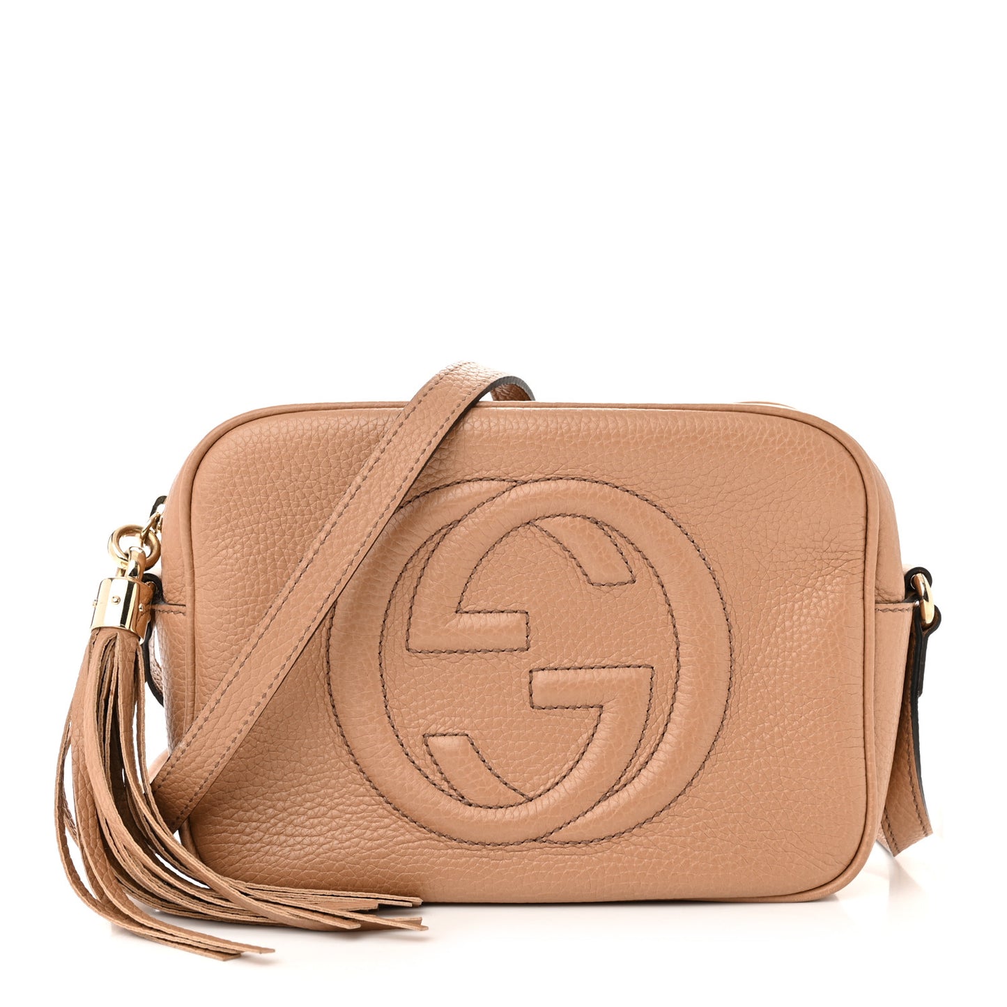 Pebbled Calfskin Small Soho Disco Bag Camelia
