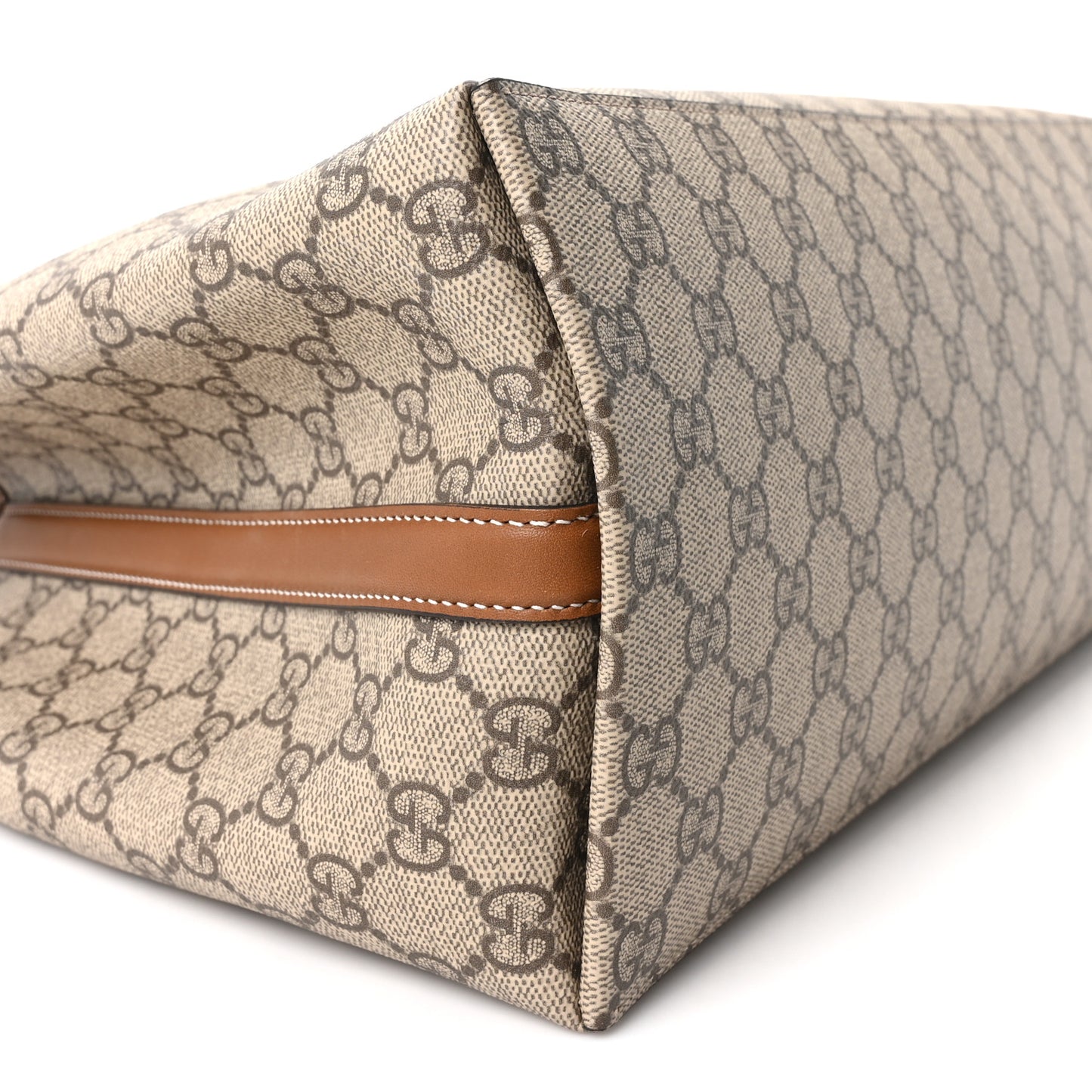 GG Supreme Monogram Emblem Large Tote Bag Beige Dark Brown
