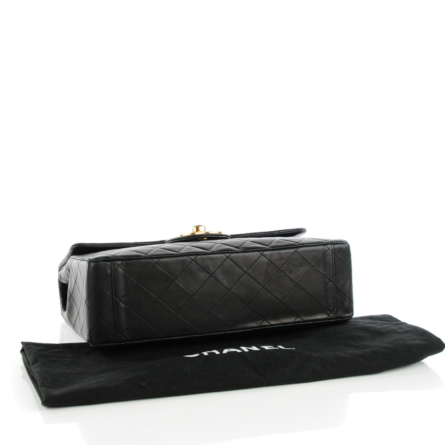 Lambskin Quilted XL Jumbo Single Flap Black